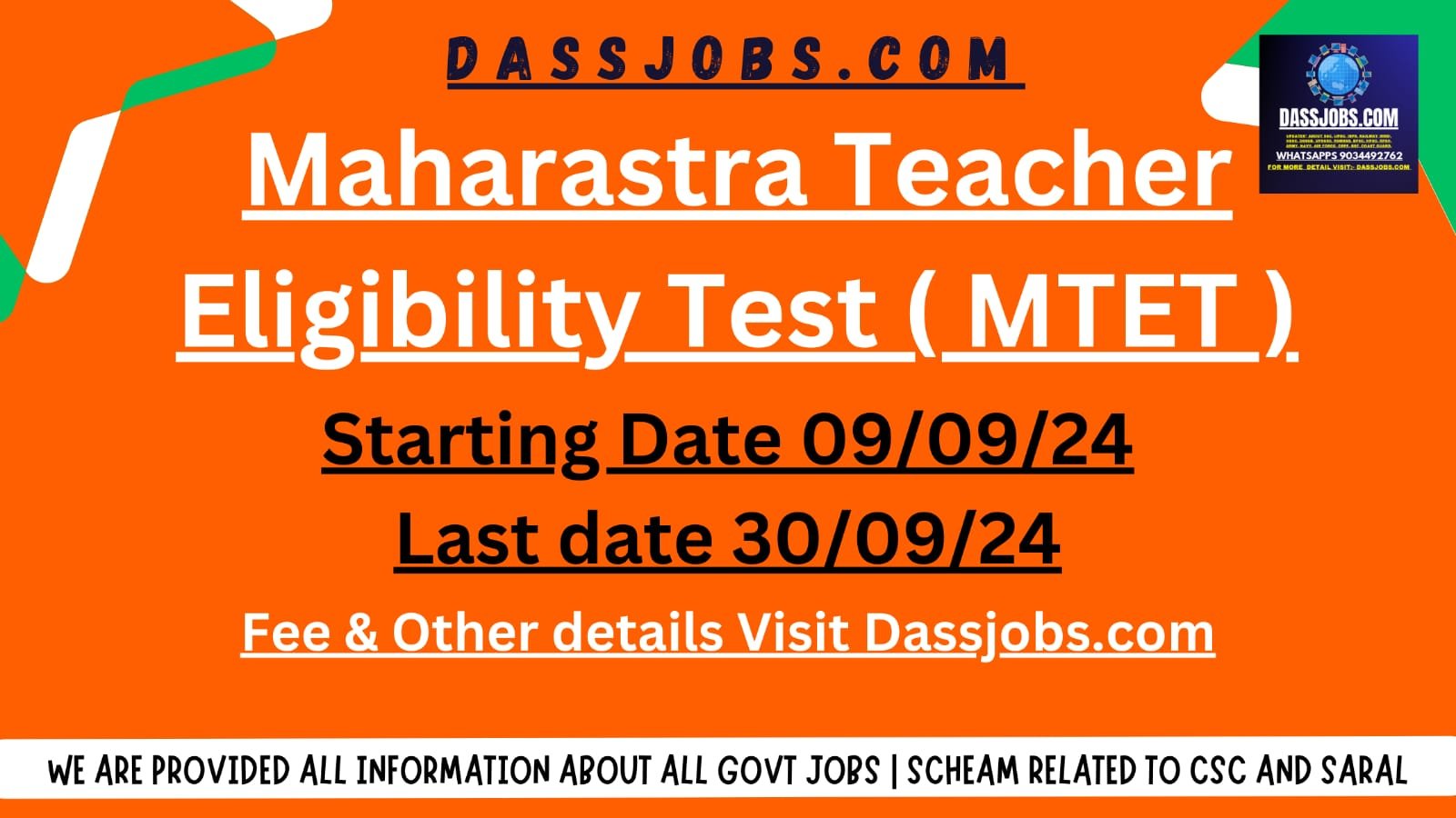 Maharashtra Teacher Eligibility Test ( MTET ) 2024 -25 Apply Online