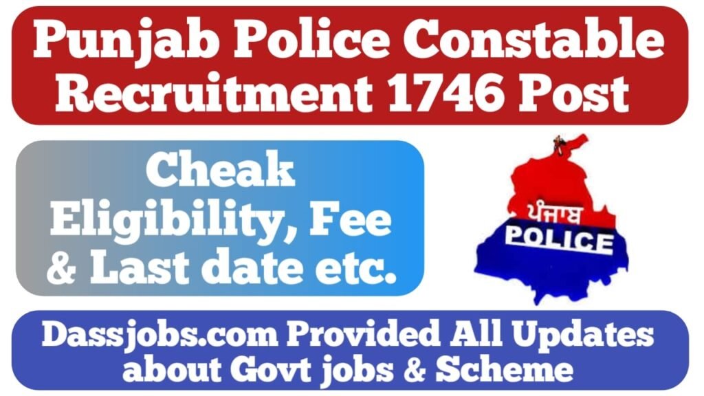 Punjab Police Constable Recruitment For 2025 Apply Soon for 1746 Posts
